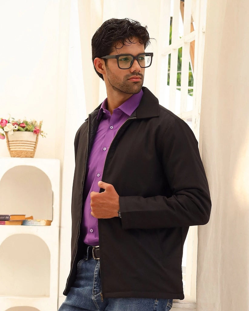 Men’s Black Casual Zip-Up Jacket