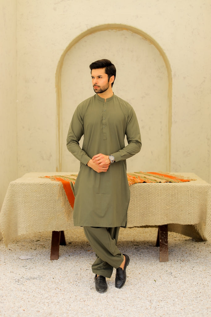Men’s Olive Green Shalwar Kameez