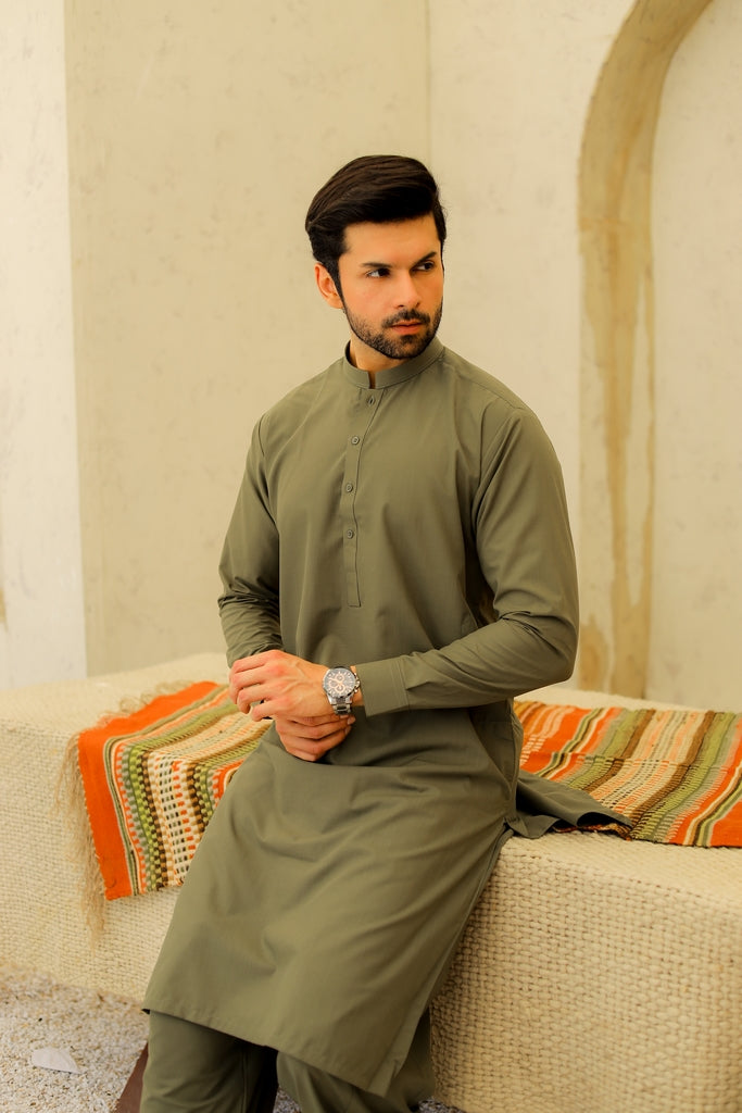 Men’s Olive Green Shalwar Kameez