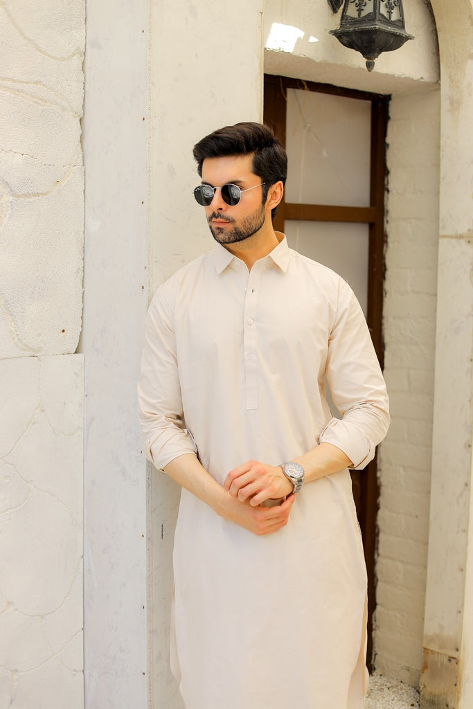 Men’s Beige Cotton Shalwar Kameez