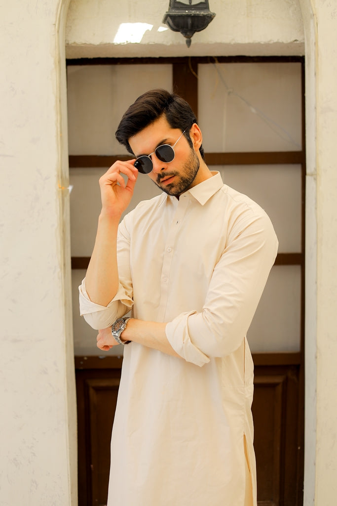 Men’s Beige Cotton Shalwar Kameez