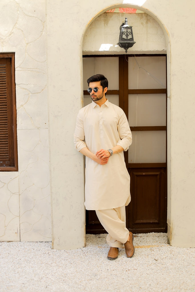 Men’s Beige Cotton Shalwar Kameez
