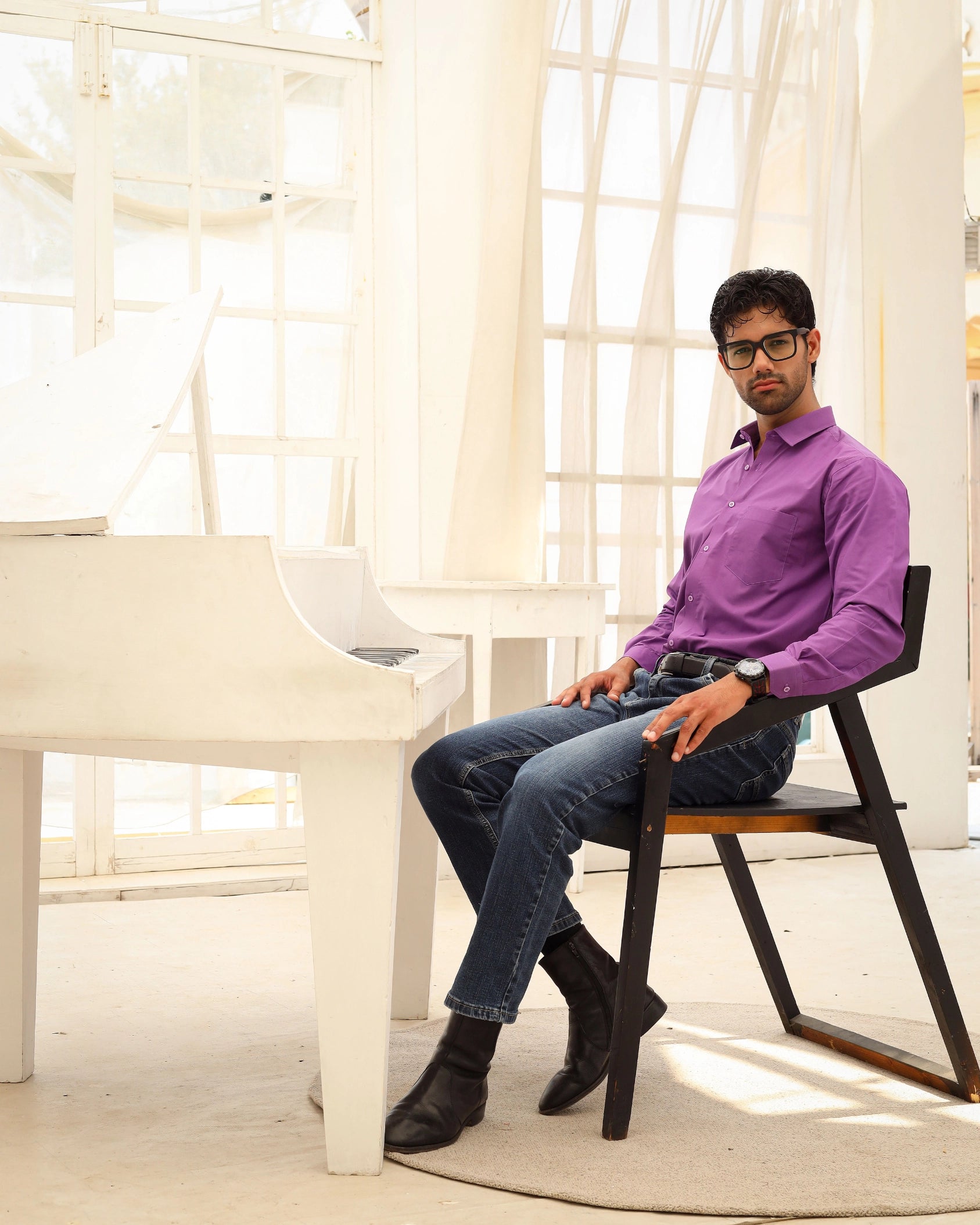 Men’s Purple Solid Formal Shirt