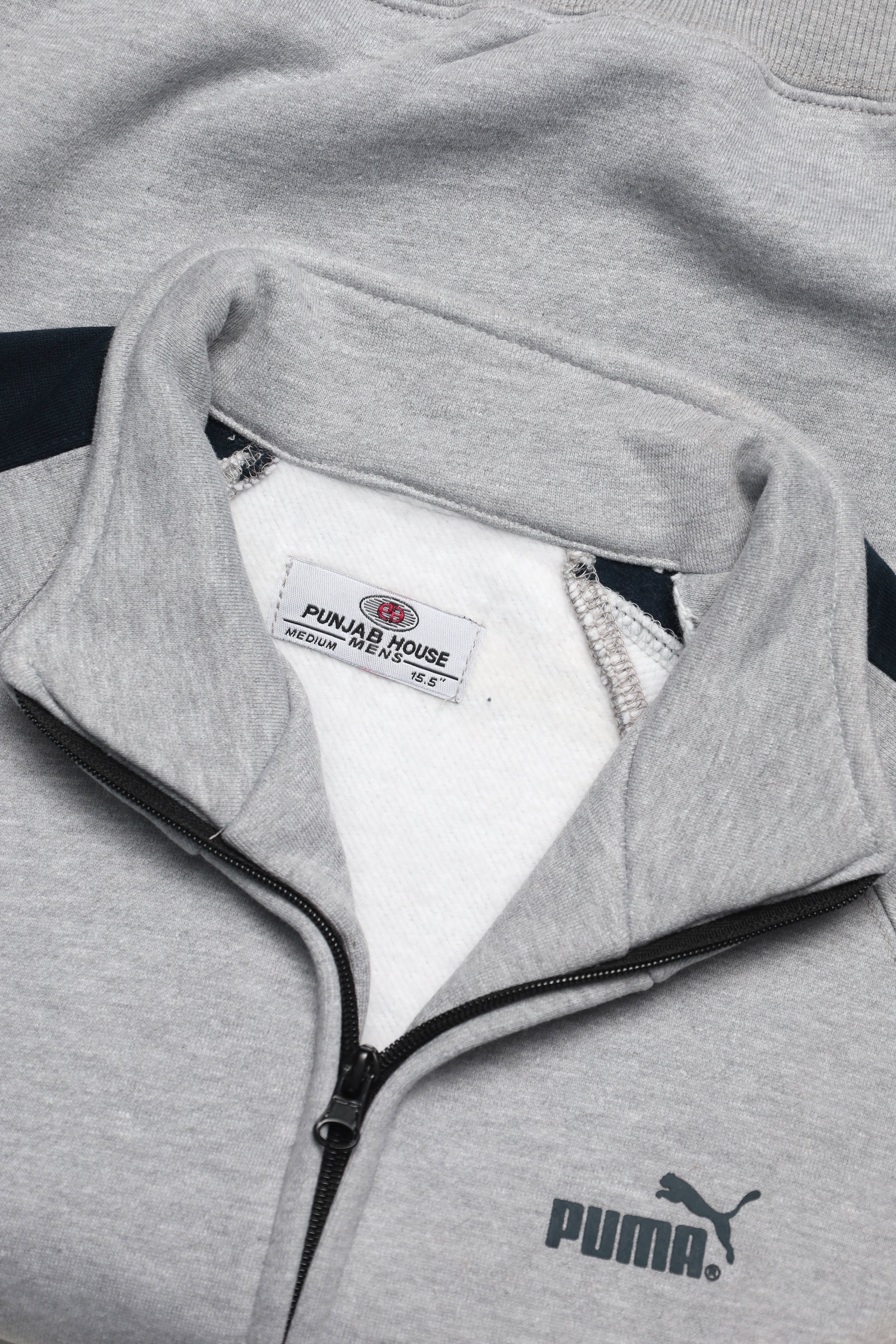 Men's Grey and Navy Puma Full-Zipper