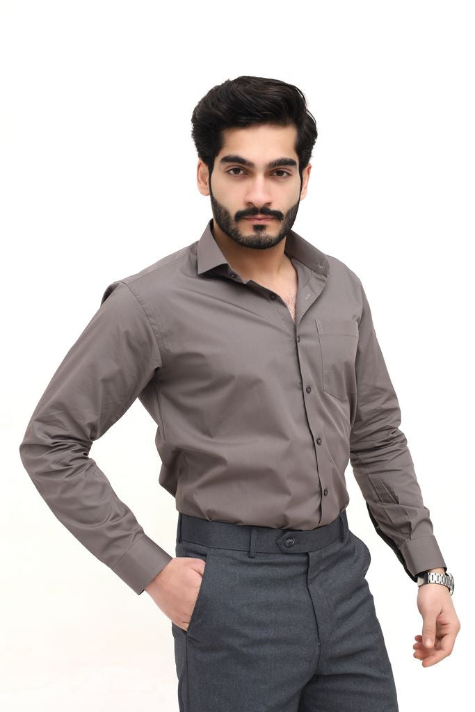 Men's Mocha Brown Plain Shirt