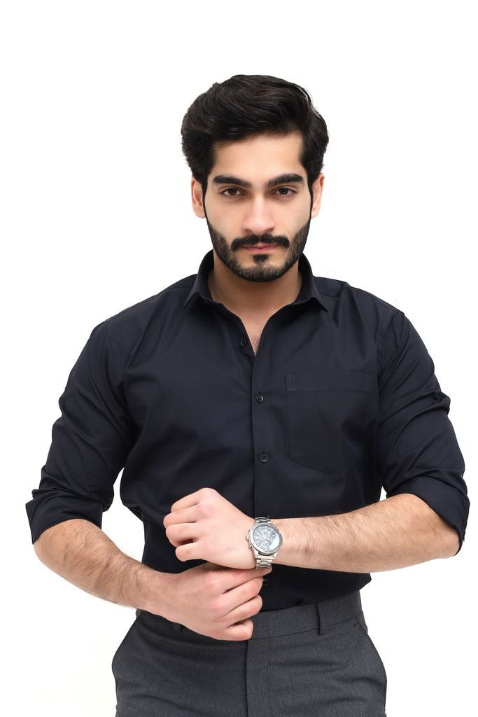 Men's Dark Blue Plain Shirt