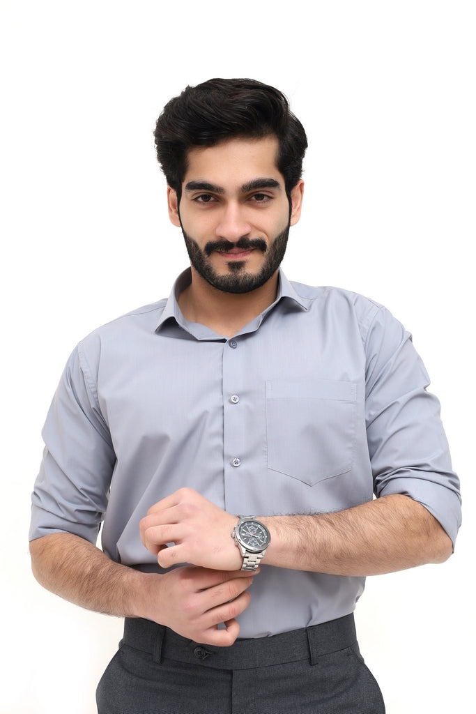 Men's Light Grey Plain Shirt