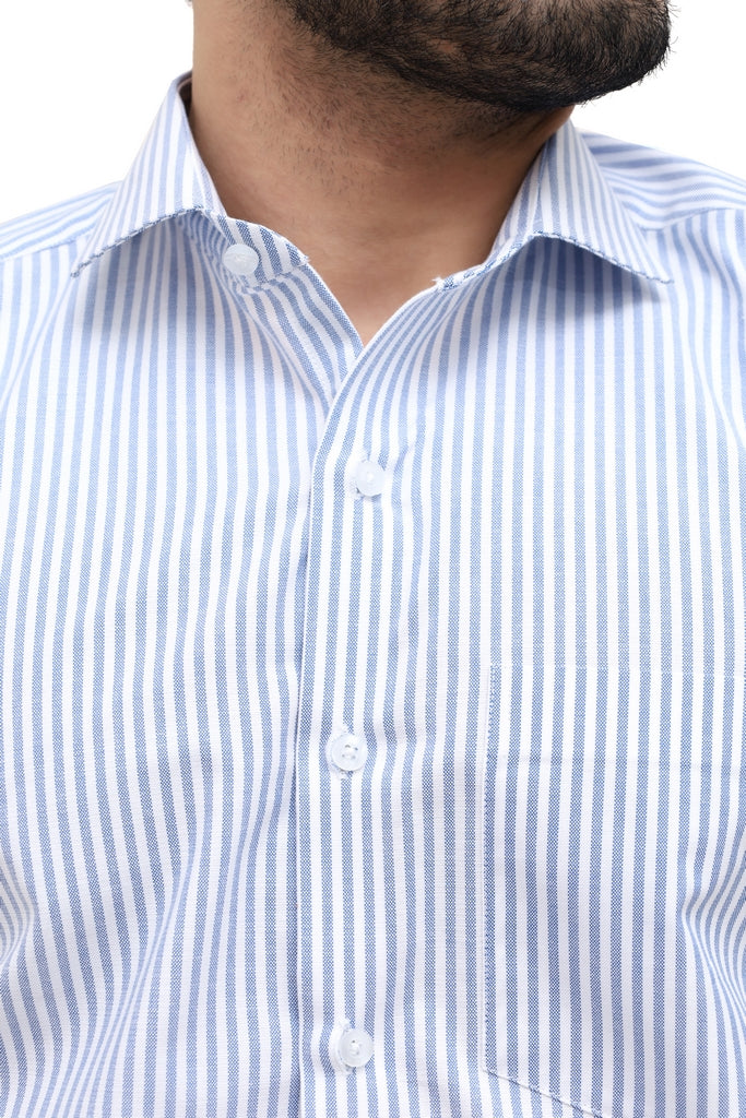 Men's White With Blue Stripes Shirt