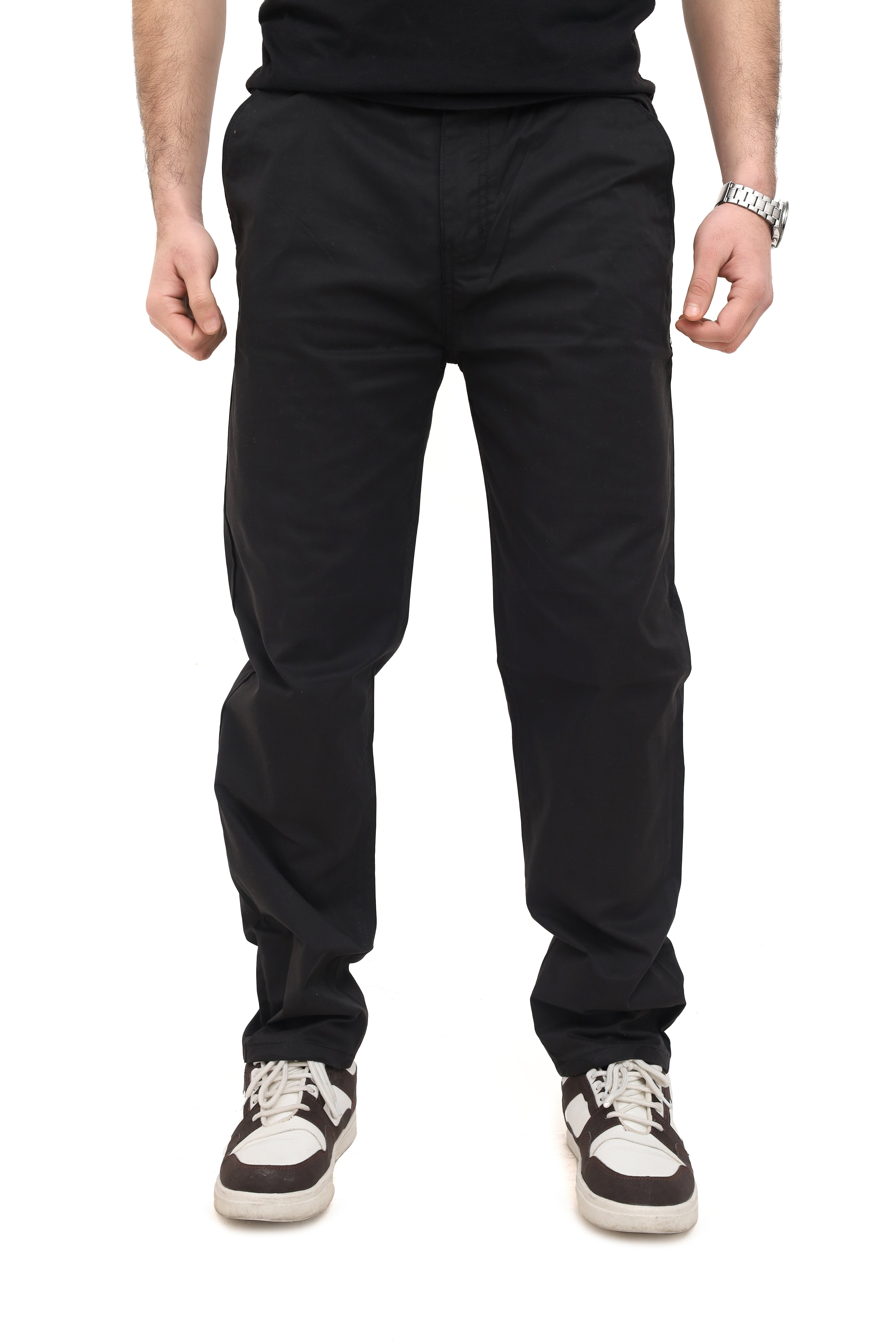 Men's Black Twill Cotton Chinos