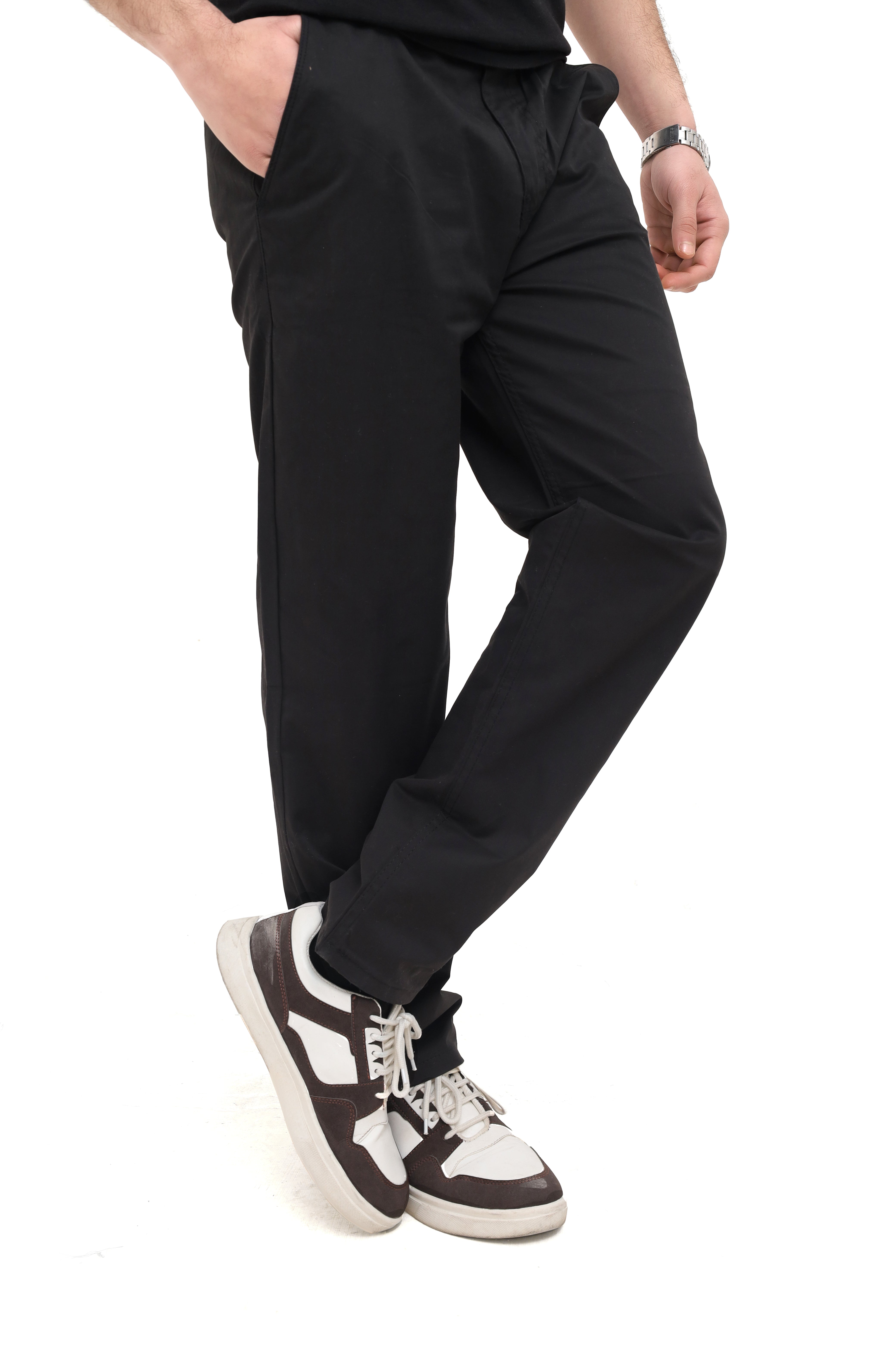 Men's Black Twill Cotton Chinos