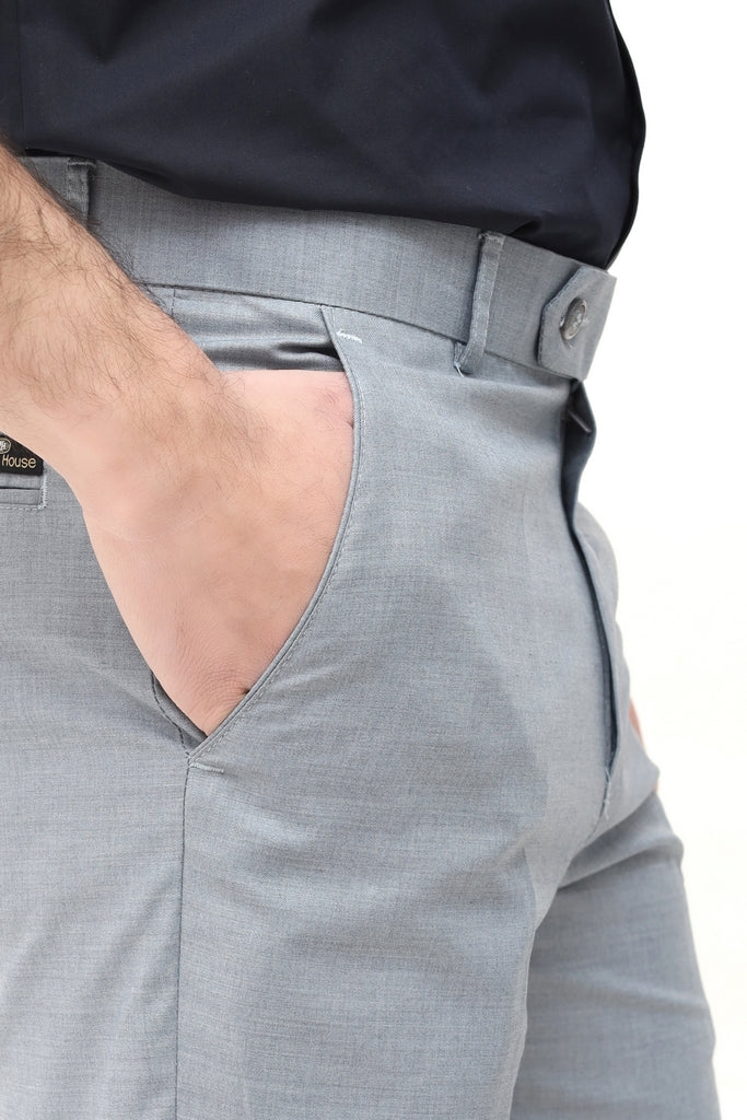 Men's Light Grey Tropical Fabric Formal Trouser