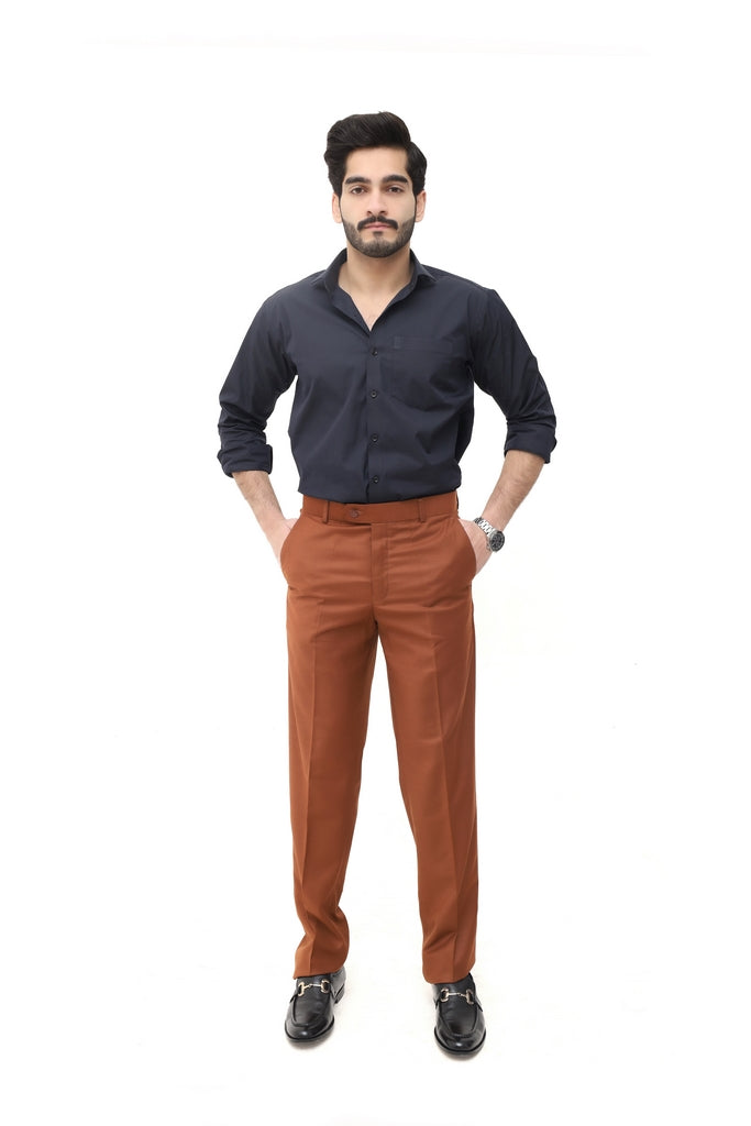 Men's Rust Brown Tropical Fabric Formal Trouser