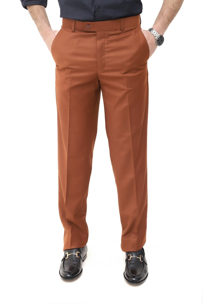Men's Rust Brown Tropical Fabric Formal Trouser