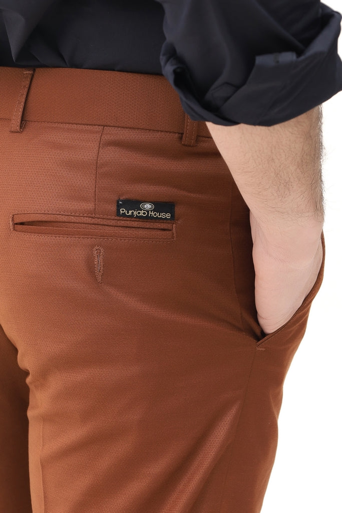 Men's Rust Brown Tropical Fabric Formal Trouser