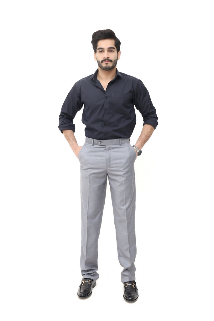 Men's Silver Grey Tropical Fabric Formal Trouser
