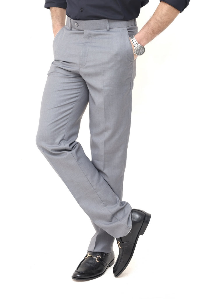 Men's Silver Grey Tropical Fabric Formal Trouser