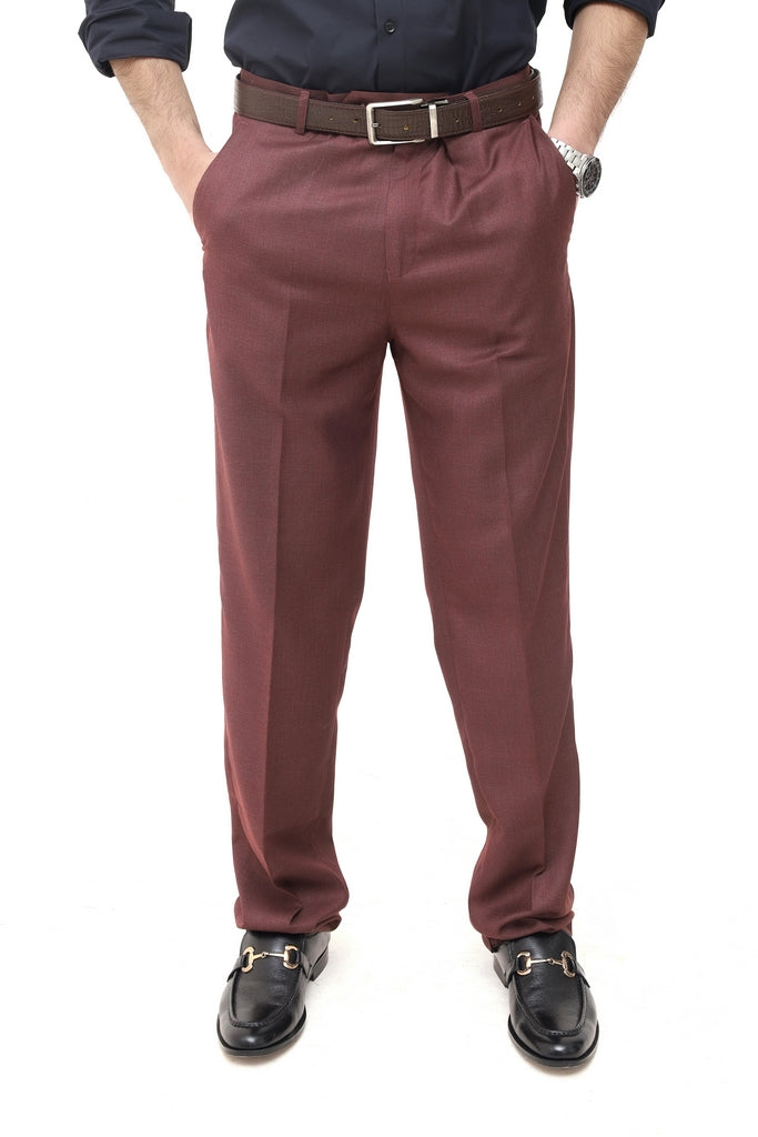 Men's Maroon Tropical Fabric Formal Trouser