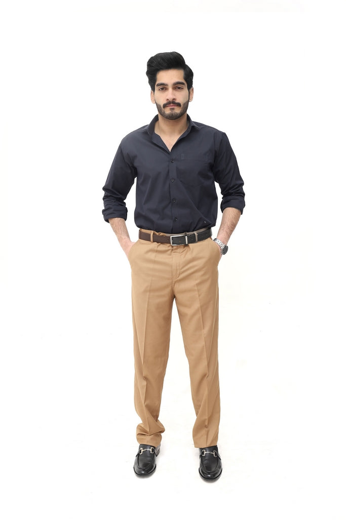 Men's Beige Tropical Fabric Formal Trouser