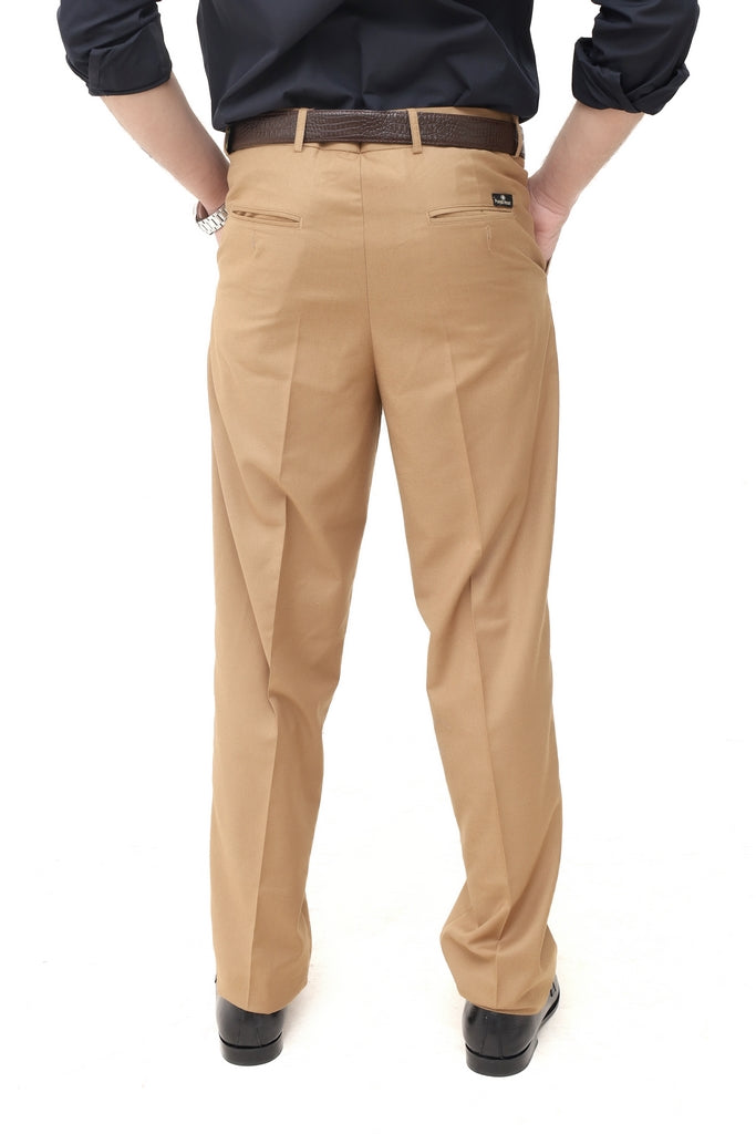 Men's Beige Tropical Fabric Formal Trouser