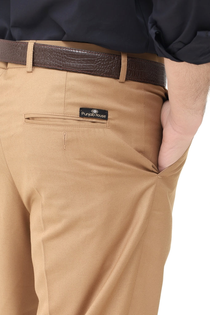 Men's Beige Tropical Fabric Formal Trouser