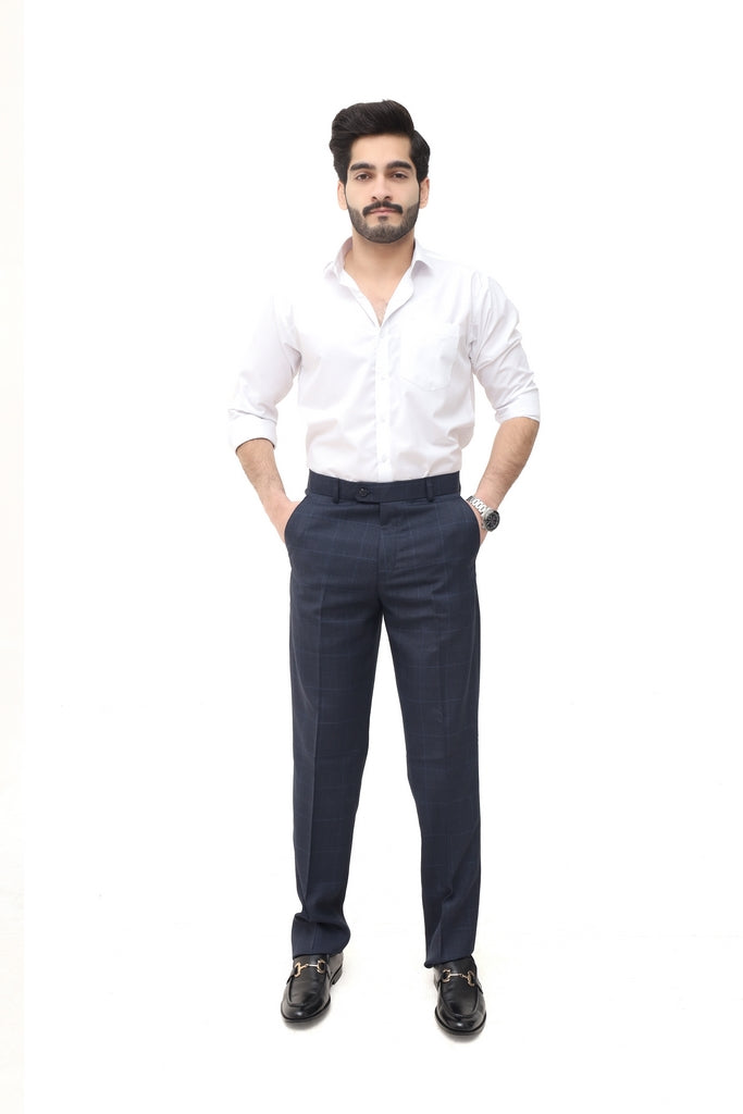 Men's Navy Blue Tropical Fabric Formal Trouser