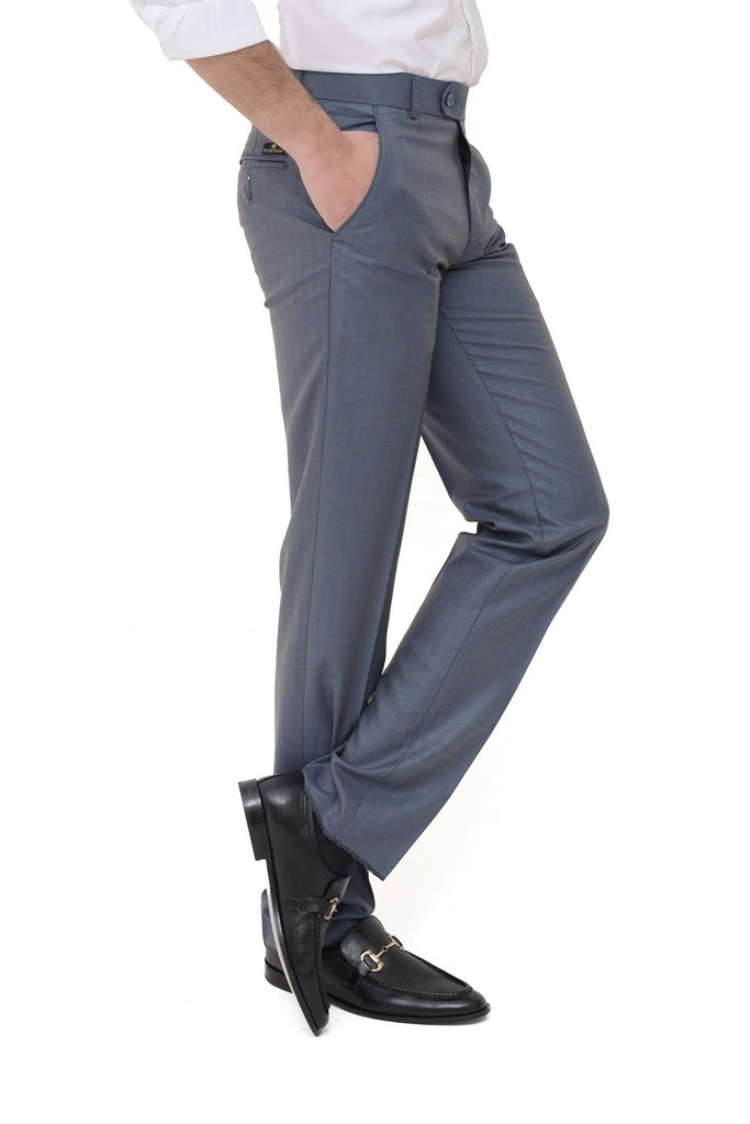 Men’s Steel Blue Tropical Fabric Formal Trouser