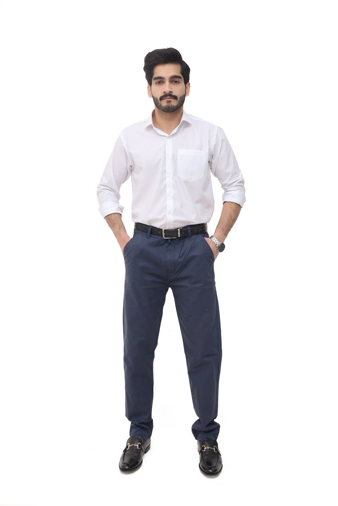Men's Navy Blue Twill Cotton Chinos