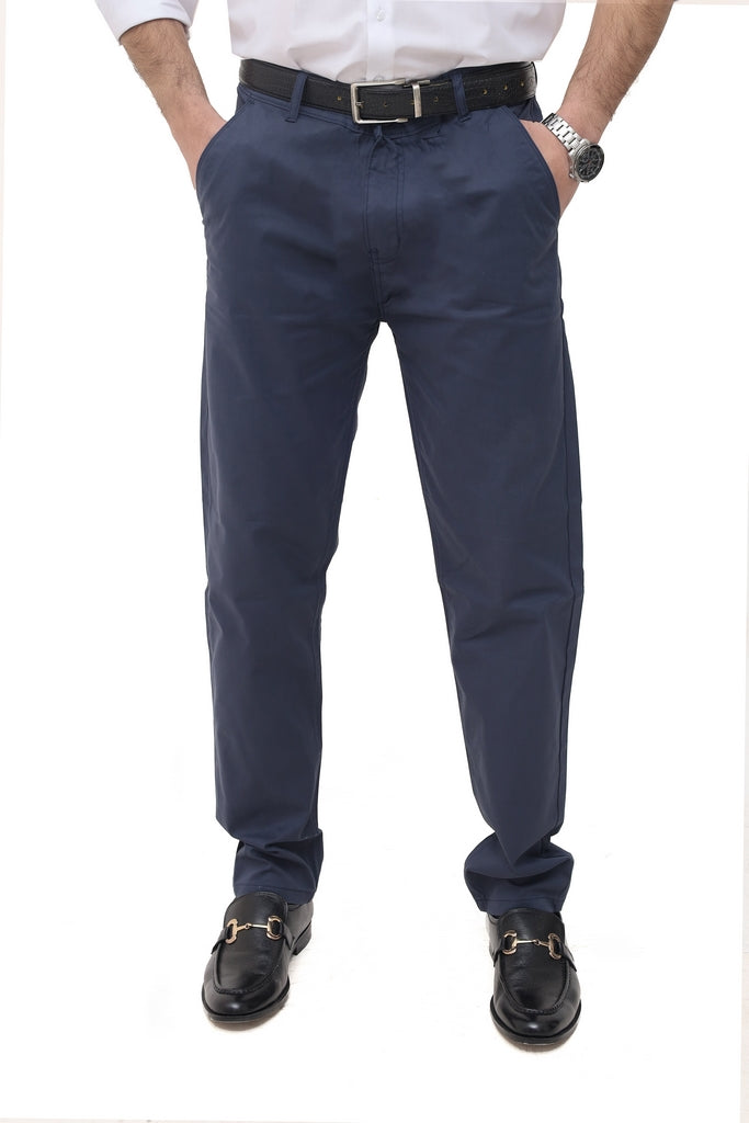 Men's Navy Blue Twill Cotton Chinos