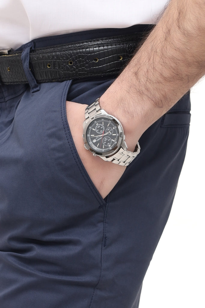 Men's Navy Blue Twill Cotton Chinos