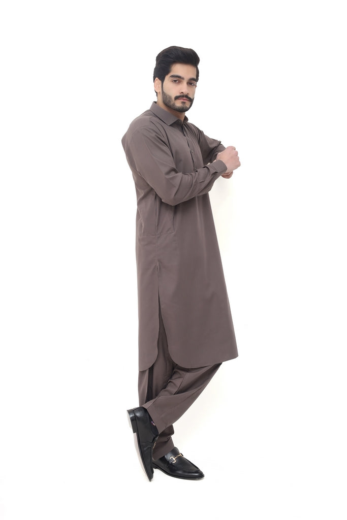 Men's Warm Grey Wash & Wear Shalwar Kameez