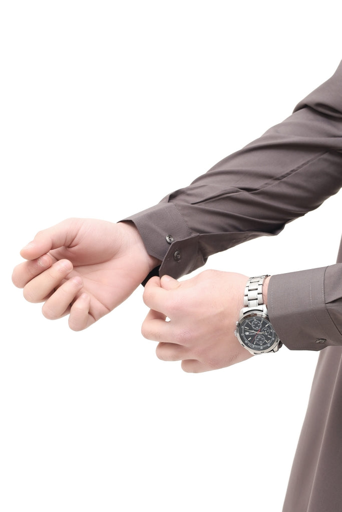 Men's Warm Grey Wash & Wear Shalwar Kameez