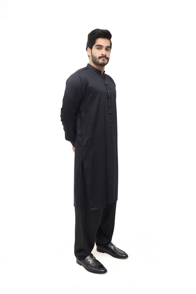 Men's Black Cotton Shalwar Kameez