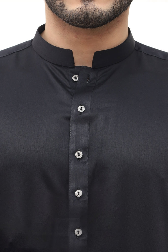 Men's Black Cotton Shalwar Kameez