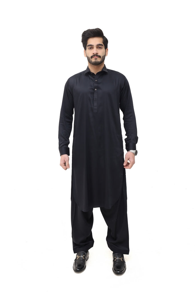 Men's Dark Black Cotton Shalwar Kameez