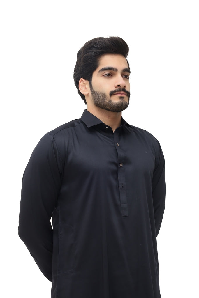 Men's Dark Black Cotton Shalwar Kameez