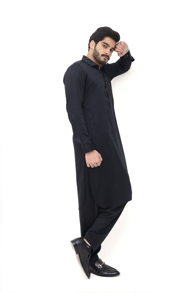 Men's Dark Black Cotton Shalwar Kameez