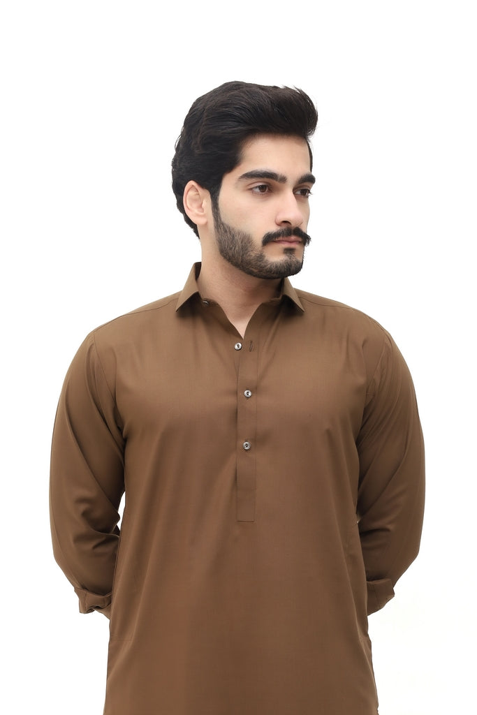 Men's Dark Brown Wash & Wear Shalwar Kameez
