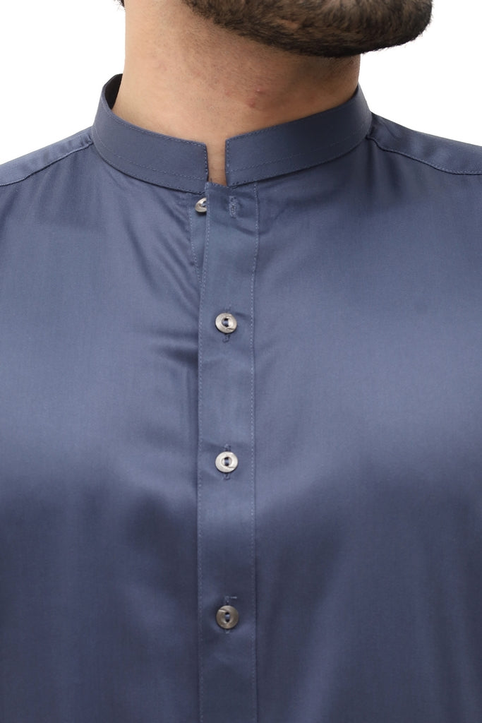 Men's Slate Blue Wash Wear & Cotton Shalwar Kameez