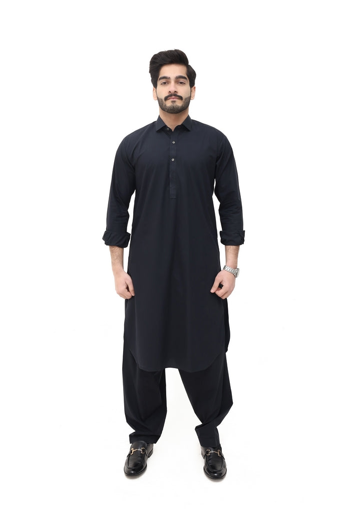 Men's Navy Blue Wash & Wear Shalwar Kameez
