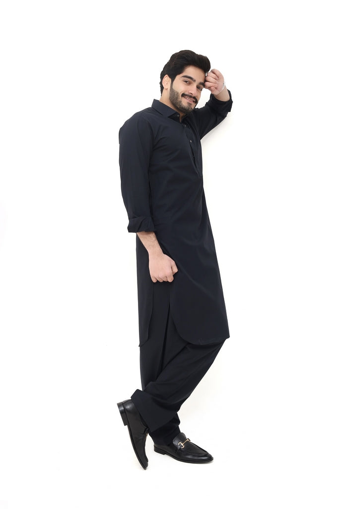 Men's Navy Blue Wash & Wear Shalwar Kameez