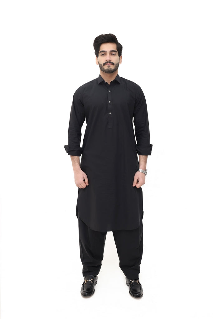 Men's Black Wash & Wear Shalwar Kameez