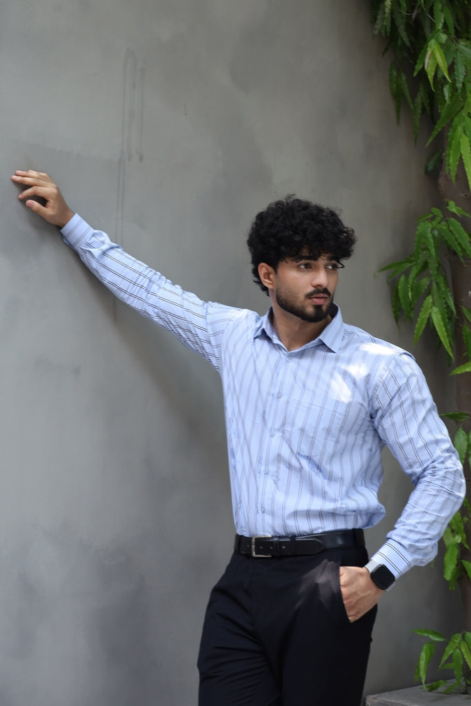 Men’s Light Blue Textured Cotton Formal Shirt