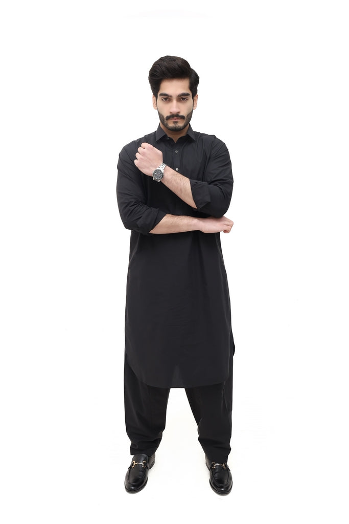 Men's Black Wash & Wear Shalwar Kameez