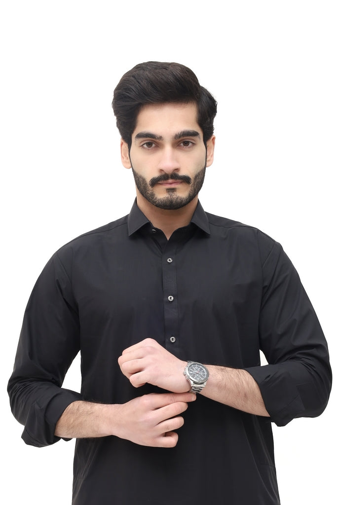 Men's Black Wash & Wear Shalwar Kameez