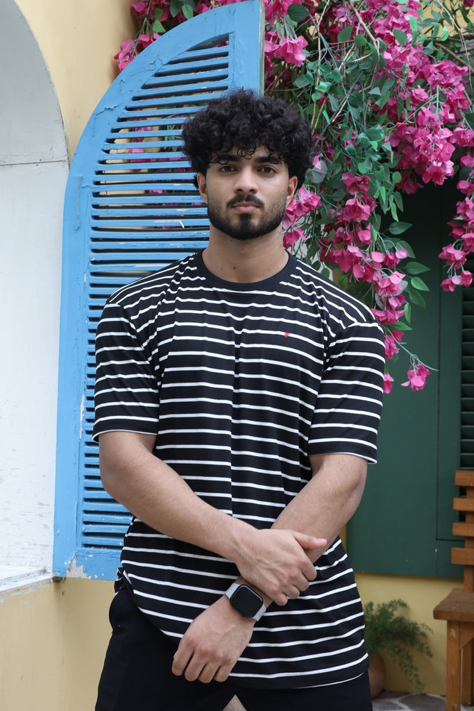 Men’s Black & White Striped T-Shirt