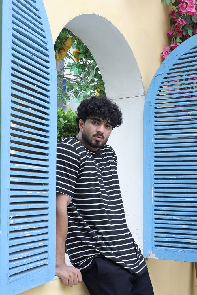 Men’s Black & White Striped T-Shirt