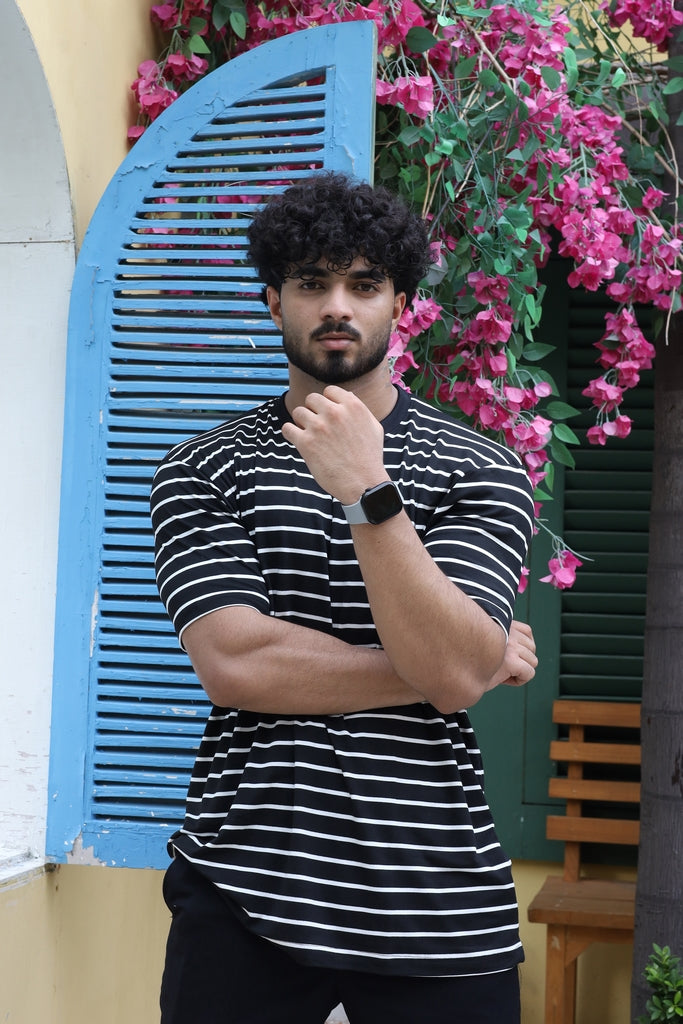 Men’s Black & White Striped T-Shirt