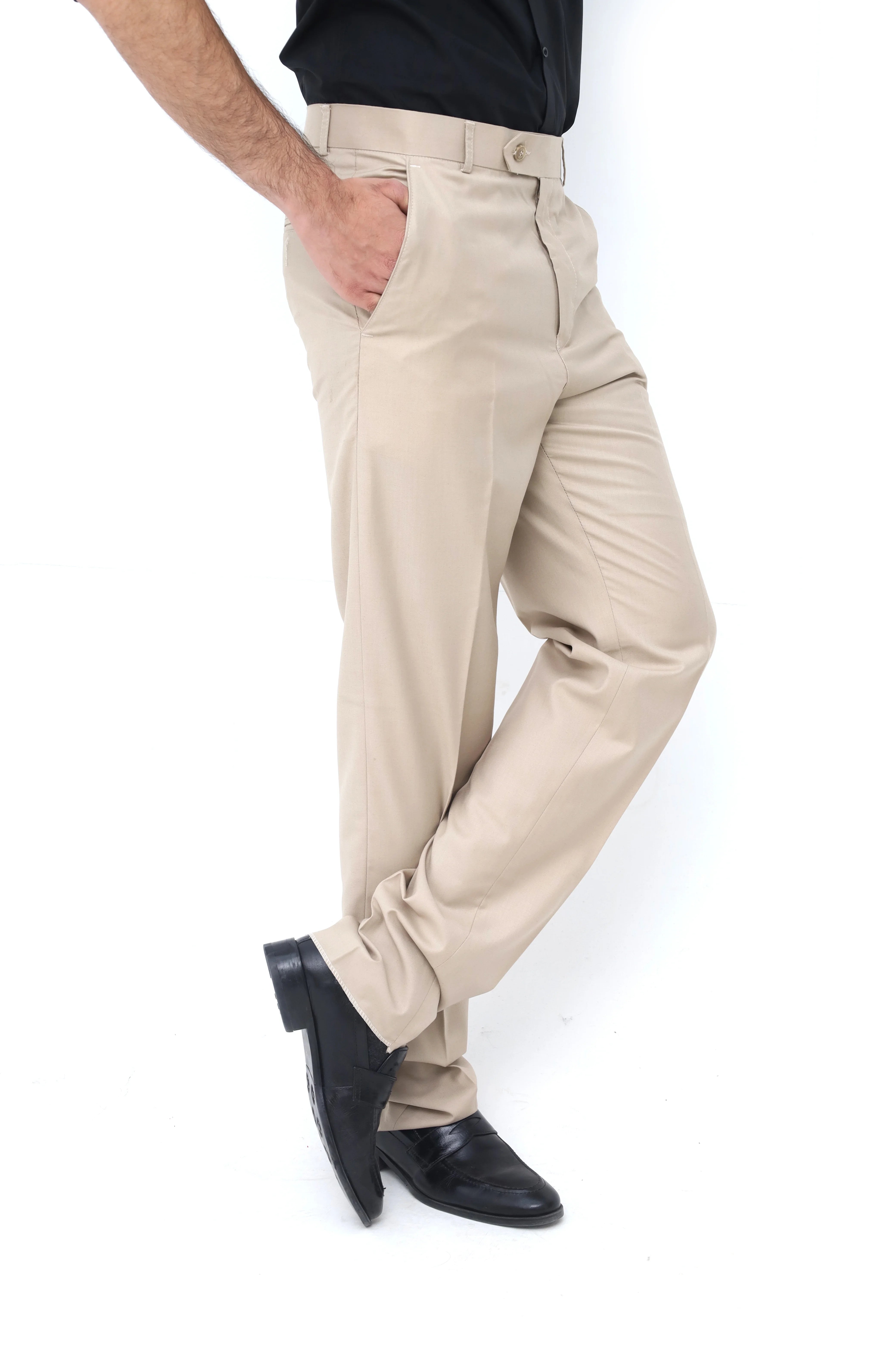 Tailored Beige Brown  Formal Trousers