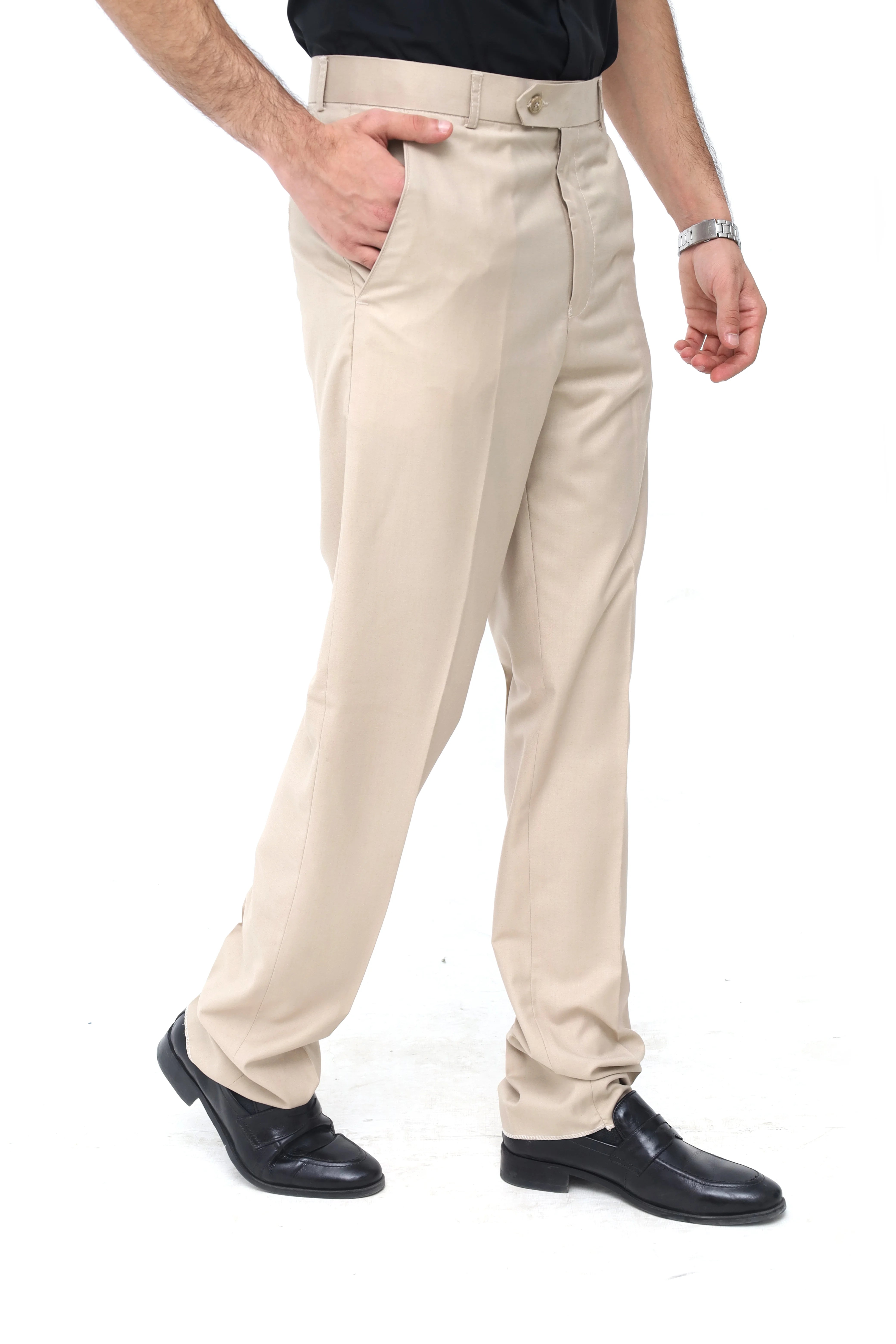 Tailored Beige Brown  Formal Trousers