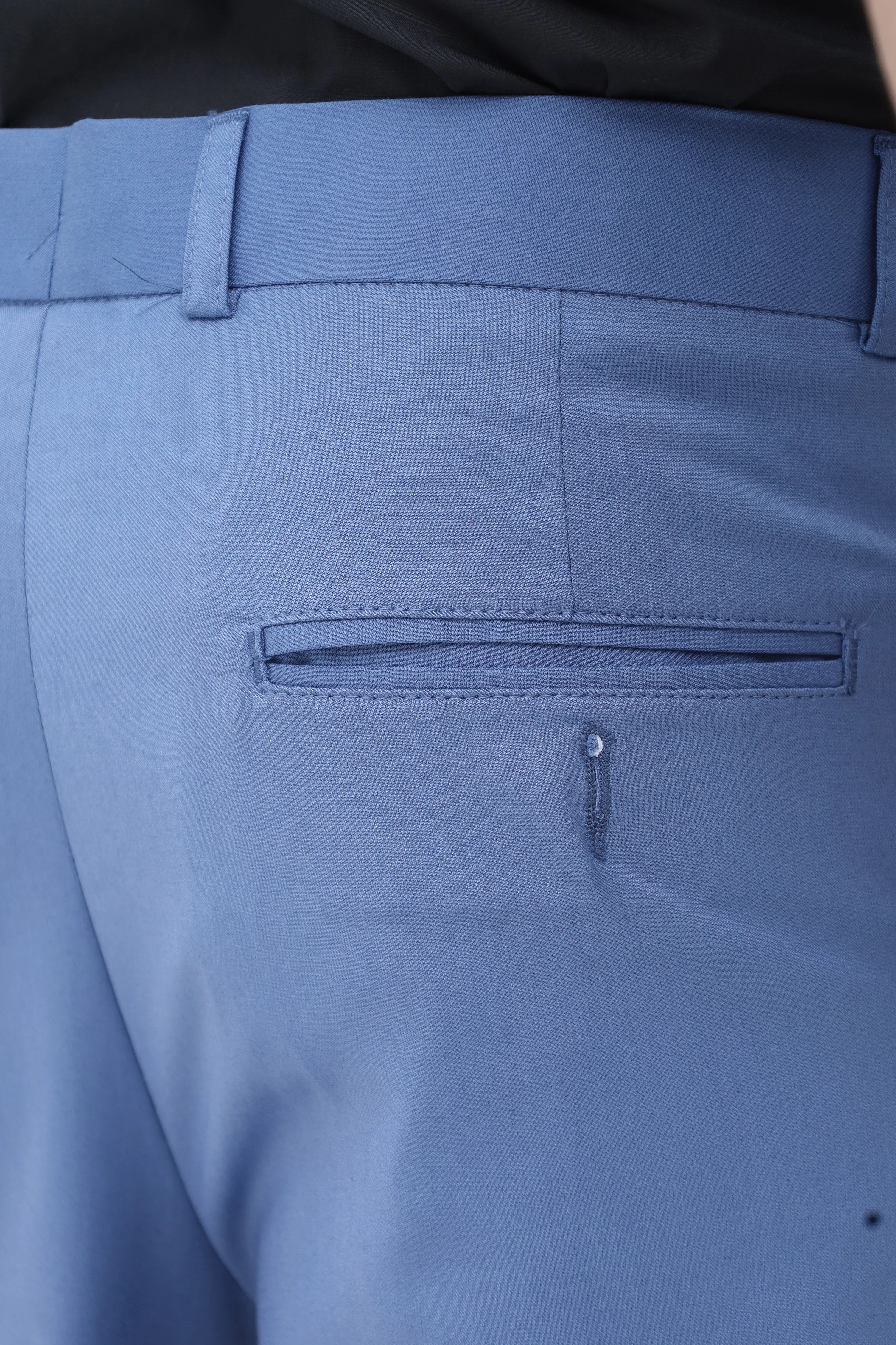Sky Blue Classic Fit Formal Trousers